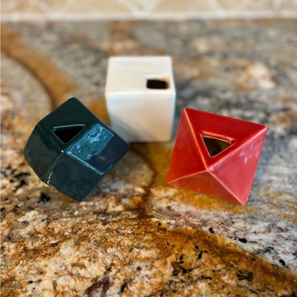 Set of Three West Elm Geometric Vases - Picture 3 of 4